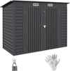Capanno-Porta-Attrezzi-con-Ripiani-Regolabili-e-Chiavistello,-in-Acciaio-Zincato,-249x121x183-cm,-Grigio-UJ384H-118V00GYUJ3