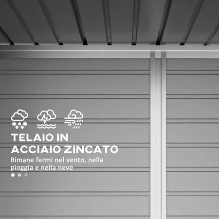 Capanno-Porta-Attrezzi-con-Ripiani-Regolabili-e-Chiavistello,-in-Acciaio-Zincato,-249x121x183-cm,-Grigio-UJ384H-118V00GYUJ3