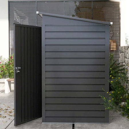 Capanno-Porta-Attrezzi-con-Ripiani-Regolabili-e-Chiavistello,-in-Acciaio-Zincato,-249x121x183-cm,-Grigio-UJ384H-118V00GYUJ3