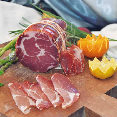 Capocollo Nebroideo Trancio 500gr. Salume Tipico Siciliano Senza Glutine Senza Lattosio Capocollo di Suino Nazionale Italiano Artigianale Siciliano 100% Sicilia Salumi Sapori dei Nebrodi - Tortorici, Commerciovirtuoso.it