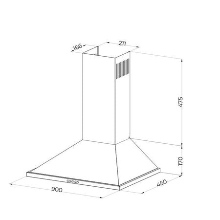 Cappa a piramide 90 cm Eolo 90 nera Samet