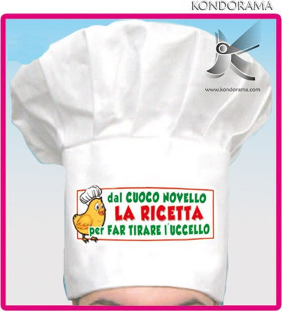 Cappello Bianco Da Cuoco Con Scritta “Dal Cuoco Novello La Ricetta Per Far Tirare L’uccello” Salute e cura della persona/Erotismo e contraccezione/Sex toys/Gadget per addio al nubilato e al celibato Kondorama - Martinsicuro, Commerciovirtuoso.it