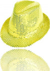 Cappello-Borsalino-Paillettes-Giallo-Spettacolo-Teatro-Paillette-Uomo-Donna