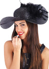 Cappello Dama Nero Paillettes Piume Cappello da Donna Elegante con Piume Nere per Travestimento Moda/Donna/Accessori/Cappelli e cappellini/Cappelli da sole Kondorama - Martinsicuro, Commerciovirtuoso.it