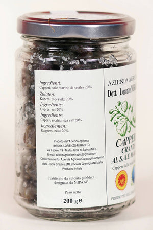Capperi Grandi Dop Sottosale Di Salina 3 vasetti di Vetro Da 200g cadauno Azienda Agricola Dott. Lorenzo Mirabito