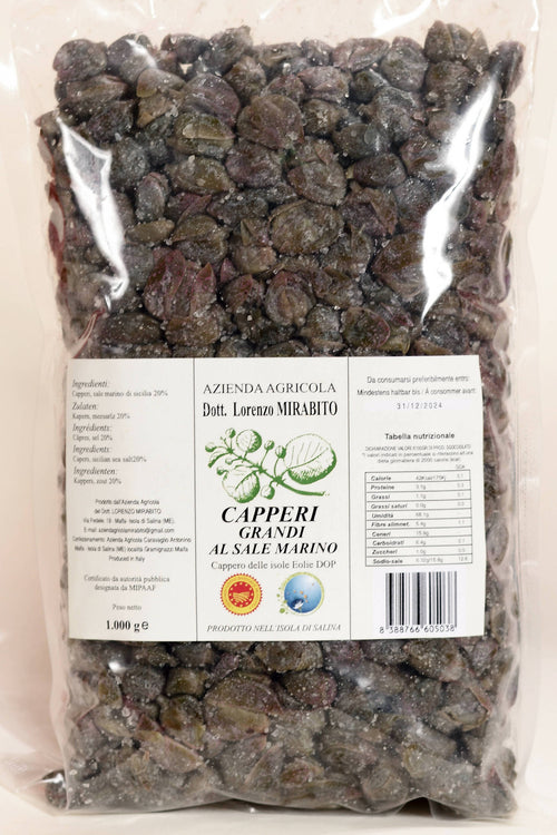 Capperi Grandi Dop Sottosale Di Salina in 3 Buste Da 1 Kg cadauna Azienda Agricola Dott. Lorenzo Mirabito