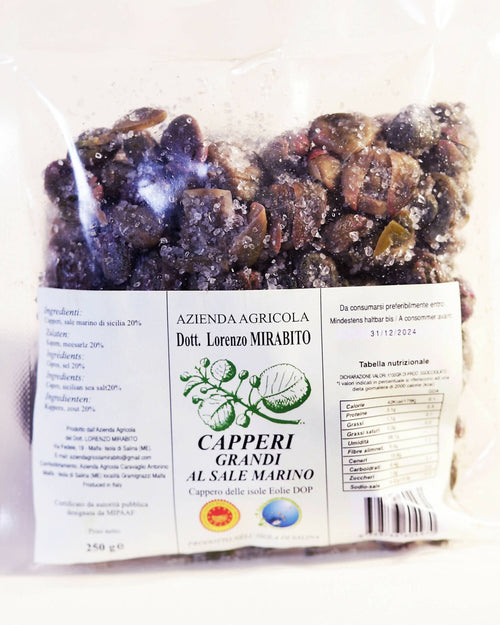 Capperi Grandi Dop Sottosale Di Salina In 3 Buste da 250g cadauna Azienda Agricola Dott. Lorenzo Mirabito