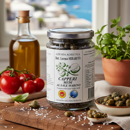 Capperi Medi Dop Sottosale Di Salina 3 vasetti di Vetro Da 200g cadauno Azienda Agricola Dott. Lorenzo Mirabito