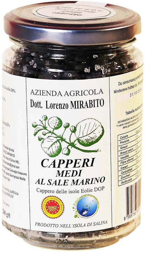 Capperi Medi Dop Sottosale Di Salina 3 vasetti di Vetro Da 200g cadauno Azienda Agricola Dott. Lorenzo Mirabito