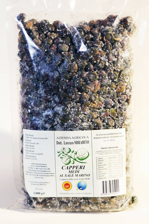 Capperi Medi Dop Sottosale Di Salina In 3 Buste Da 1 Kg cadauna Azienda Agricola Dott. Lorenzo Mirabito