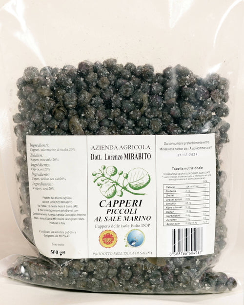 Capperi Piccoli Dop Sottosale Di Salina in 3 Buste Da 500g cadauna Azienda Agricola Dott. Lorenzo Mirabito
