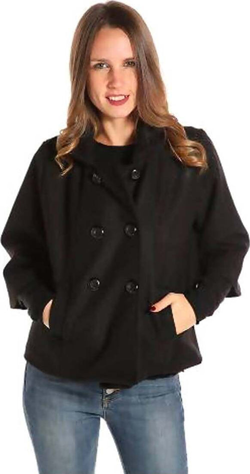Cappotto Corto Doppiopetto Nero Donna Cappottino Fit Quadrato Giacca con Bottoni per Lei Taglia Unica cappotto donna corto L'Orchidea - Siderno, Commerciovirtuoso.it