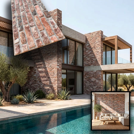 CAPPOTTO esterno - interno isolante in STYROFOAM 3D spess.2cm (120x50cm) con resine e malta Mattoni ossidati