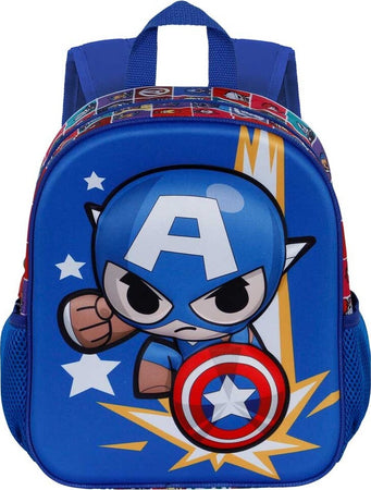 CAPTAIN-AMERICA-ZAINO-ZAINETTO-SCUOLA-ASILO-BLU-3D-PICCOLO-CAPITAN-AMERICA-PUNCH