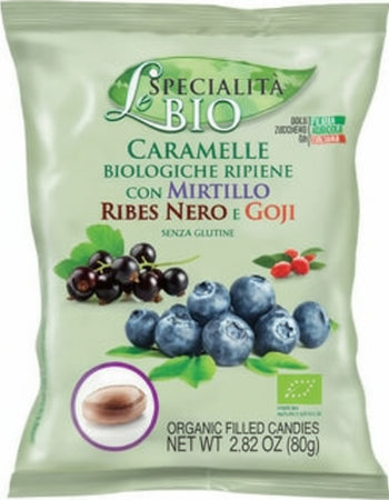 Caramelle biologiche 80g con mirtillo, ribes nero e goji