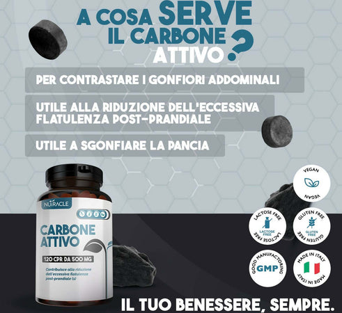 Carbone-attivo-vegetale-integratore-120cpr-→-gonfiore-addominale-gas-intestinale