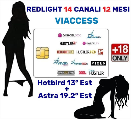 Smart Card Tessera TV per Adulti Viaccess Abbonamento Redlight Superchic 14 Canali Astra Hotbird 12 Mesi