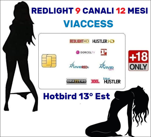 Smart Card Tessera TV per Adulti Viaccess Abbonamento Redlight Elite 9 Canali Hotbird 12 Mesi