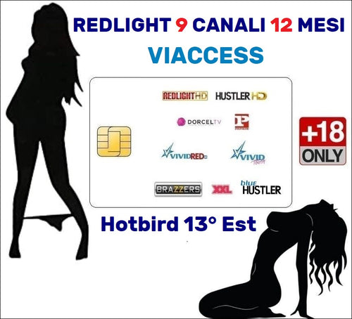 Smart Card Tessera TV per Adulti Viaccess Abbonamento Redlight Elite 9 Canali Hotbird 12 Mesi