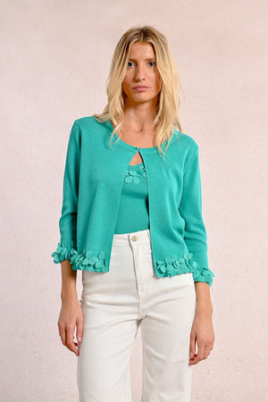 Cardigan Molly Bracken  turchese in lurex