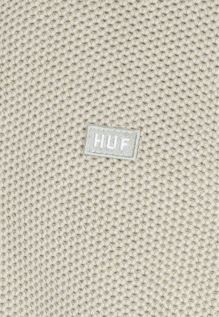 HUF Cardigan Uomo Anton Zip Overdyed Sweater Putty da uomo
