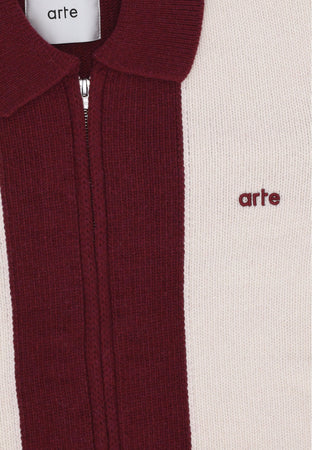 ARTE Cardigan Uomo Logo Cardigan Bordeaux/cream da uomo