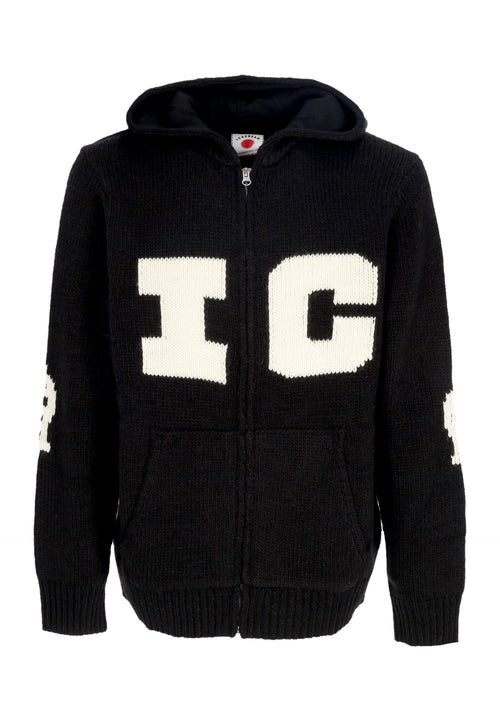 ICE CREAM Cardigan Uomo Running Dog Knitted Zip Through Hoodie Black da uomo
