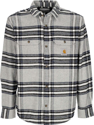CARHARTT-WIP-Camicia-Manica-Lunga-Uomo-L/s-Hawkins-Shirt-Grey-Heather-da-uomo