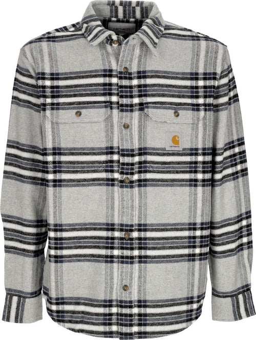 CARHARTT-WIP-Camicia-Manica-Lunga-Uomo-L/s-Hawkins-Shirt-Grey-Heather-da-uomo