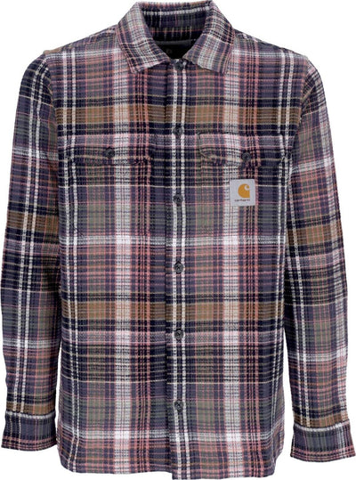 CARHARTT-WIP-Camicia-Manica-Lunga-Uomo-L/s-Valmon-Shirt-Hamilton-Brown-da-uomo