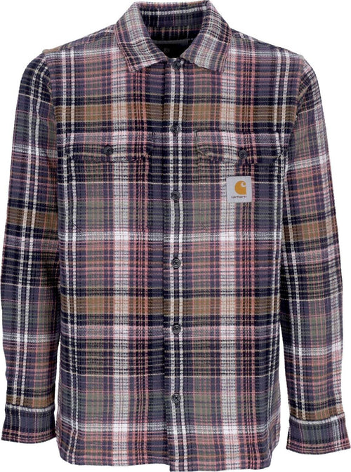 CARHARTT-WIP-Camicia-Manica-Lunga-Uomo-L/s-Valmon-Shirt-Hamilton-Brown-da-uomo