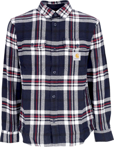 CARHARTT-WIP-Camicia-Manica-Lunga-Uomo-L/s-Wallace-Shirt-Wallace-Check/dark-Navy-da-uomo