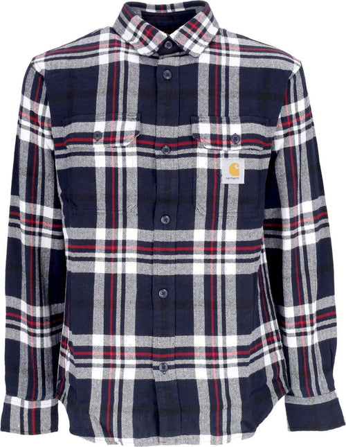 CARHARTT-WIP-Camicia-Manica-Lunga-Uomo-L/s-Wallace-Shirt-Wallace-Check/dark-Navy-da-uomo