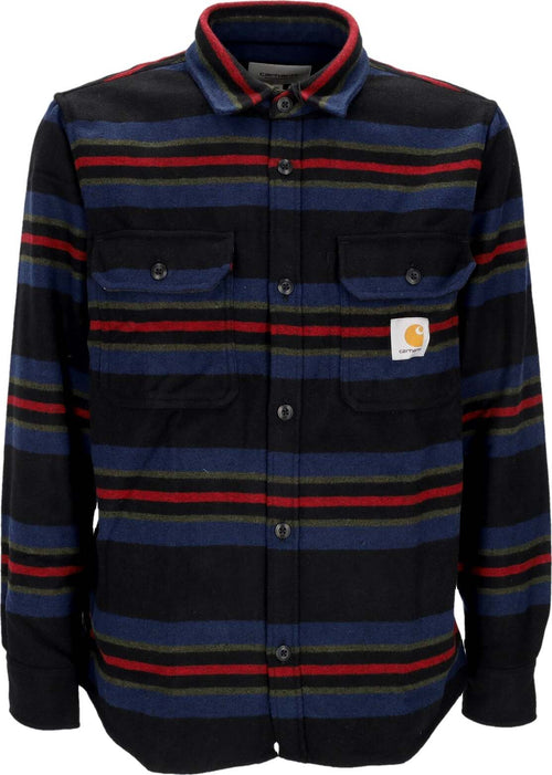CARHARTT-WIP-Camicia-Manica-Lunga-Uomo-Oregon-Shirt-Jacket-Starco-Stripe/black-da-uomo
