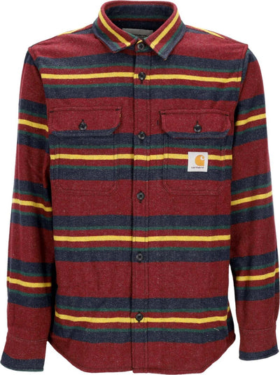 CARHARTT-WIP-Camicia-Manica-Lunga-Uomo-Oregon-Shirt-Jacket-Starco-Stripe/bordeaux-da-uomo