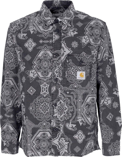 CARHARTT-WIP-Camicia-Manica-Lunga-Uomo-Verse-L/s-Shirt-Black-Heavy-Stone-Wash-da-uomo