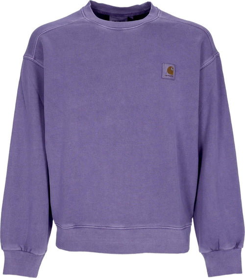 CARHARTT-WIP-Felpa-Leggera-Girocollo-Uomo-Nelson-Sweat-Arrenga-Garment-Dyed-da-uomo