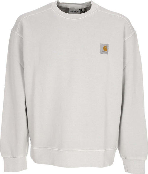CARHARTT-WIP-Felpa-Leggera-Girocollo-Uomo-Nelson-Sweat-Sonic-Silver-Garment-Dyed-da-uomo