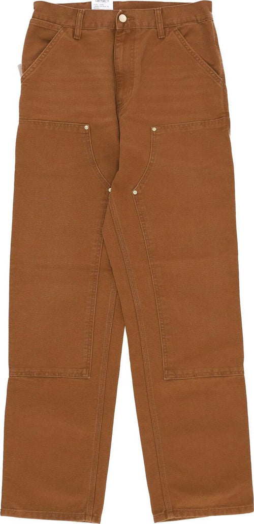 CARHARTT-WIP-Jeans-Uomo-Double-Knee-Pant-Deep-H-Brown-Aged-Canvas-da-uomo