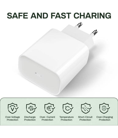 Carica Batterie Rapido Usb Type C Da 20w Caricatore Smartphone Tablet Spina 220v