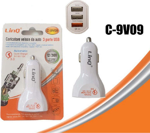 Caricabatteria Da Auto Caricatore Ricarica Veloce 3 Porte Usb 12/24v 25w C-9v09 Elettronica/Cellulari e accessori/Accessori/Caricabatterie/Caricabatterie da auto Trade Shop italia - Napoli, Commerciovirtuoso.it
