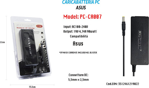 Caricabatteria Pc Asus Alimentatore Batteria Ricambio 19v 4.74a 90w Maxtech Pc-ca007 Informatica e Videogiochi > Accessori PC > Alimentatori Notebook Trade Shop italia - Napoli, Commerciovirtuoso.it