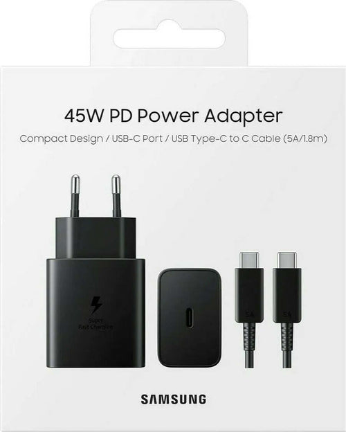 Caricabatteria USB Type-C 45W PD 3.0 completo di Cavo originale Samsung per Galaxy S22 S23 S24 Ultra 5G Flip Fold Universale