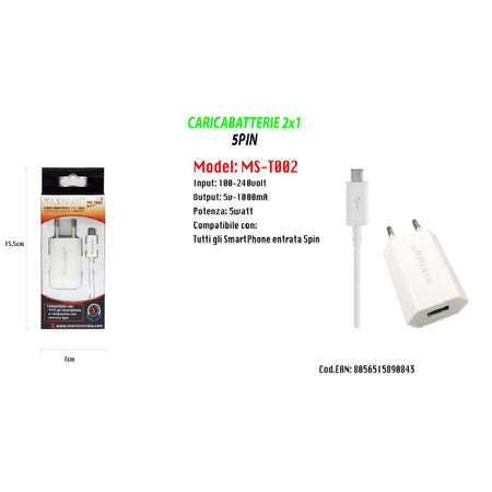 Caricabatterie-2x1-5pin-Per-Samsung-Galaxy-Series-Smartphone-5v/1a-Maxtech-Ms-t002