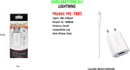 Caricabatterie 2x1 Lightning Maxtech Con Adattatore Per Iphone 5v-1500ma 1mt Ms-t005 Caricabatteria Trade Shop italia - Napoli, Commerciovirtuoso.it