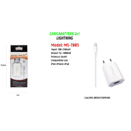 Caricabatterie-2x1-Lightning-Maxtech-Con-Adattatore-Per-Iphone-5v-1500ma-1mt-Ms-t005