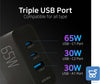 Caricabatterie 65W 2 USB C PD 3.0 USB-A GaN Carica Rapida Spina Pieghevole USA per iPhone 13 Pro Max/13 Pro, MacBook Pro, iPad Pro, Switch, Galaxy S21 S22 s23 S24 - EX DEMO