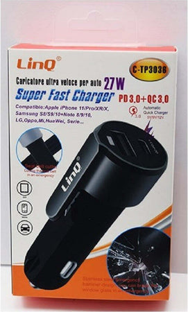 Caricabatterie Adattatore Caricatore Rapido Auto Pd+qc3.0 Super Fast 27w C-tp3036 Elettronica/Cellulari e accessori/Accessori/Caricabatterie/Caricabatterie da auto Trade Shop italia - Napoli, Commerciovirtuoso.it