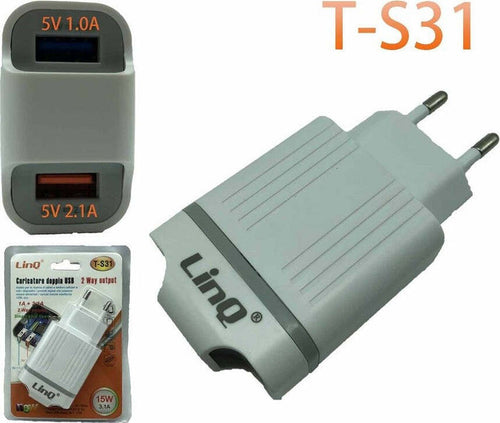 Caricabatterie Alimentatore Doppia Usb 1a + 2.1a 5v 15w Smartphone Tablet T-s31 Elettronica/Informatica/Accessori/Accessori per PC portatili/Caricabatterie e docking station/Caricatori e alimentatori Trade Shop italia - Napoli, Commerciovirtuoso.it