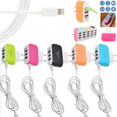 CARICABATTERIE CARICA BATTERIA SMARTPHONE TABLET 3 USB DC 3.1A CAVO PER IPHONE  Trade Shop italia - Napoli, Commerciovirtuoso.it